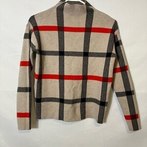 tahari Long Sleeve Plaid Top Sz‎ XS Rayon Office Casual Holiday